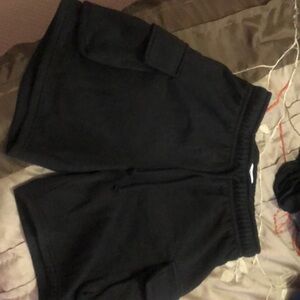 Black Long Cargo Shorts